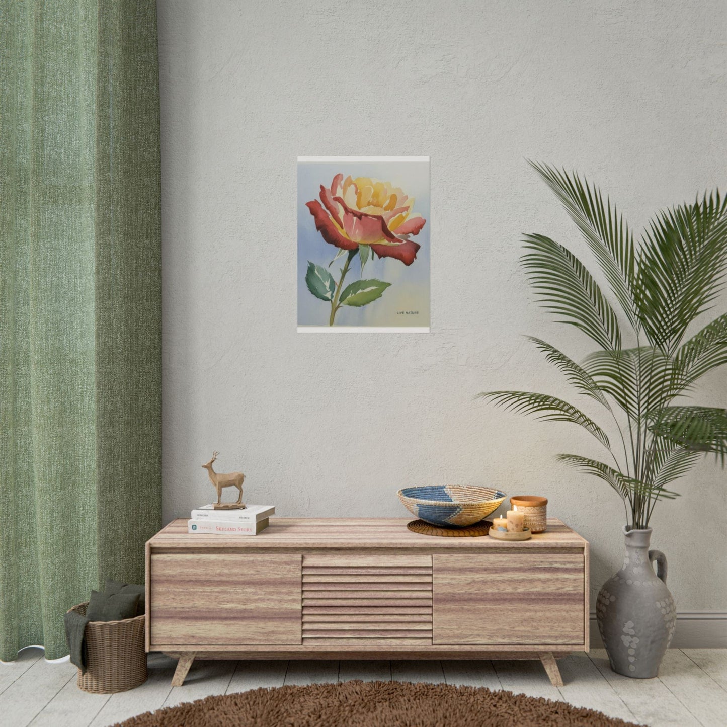 New York State Rose Watercolor Art Print
