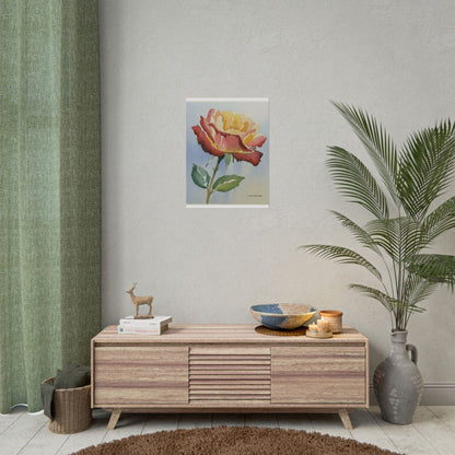 New York State Rose Watercolor Art Print