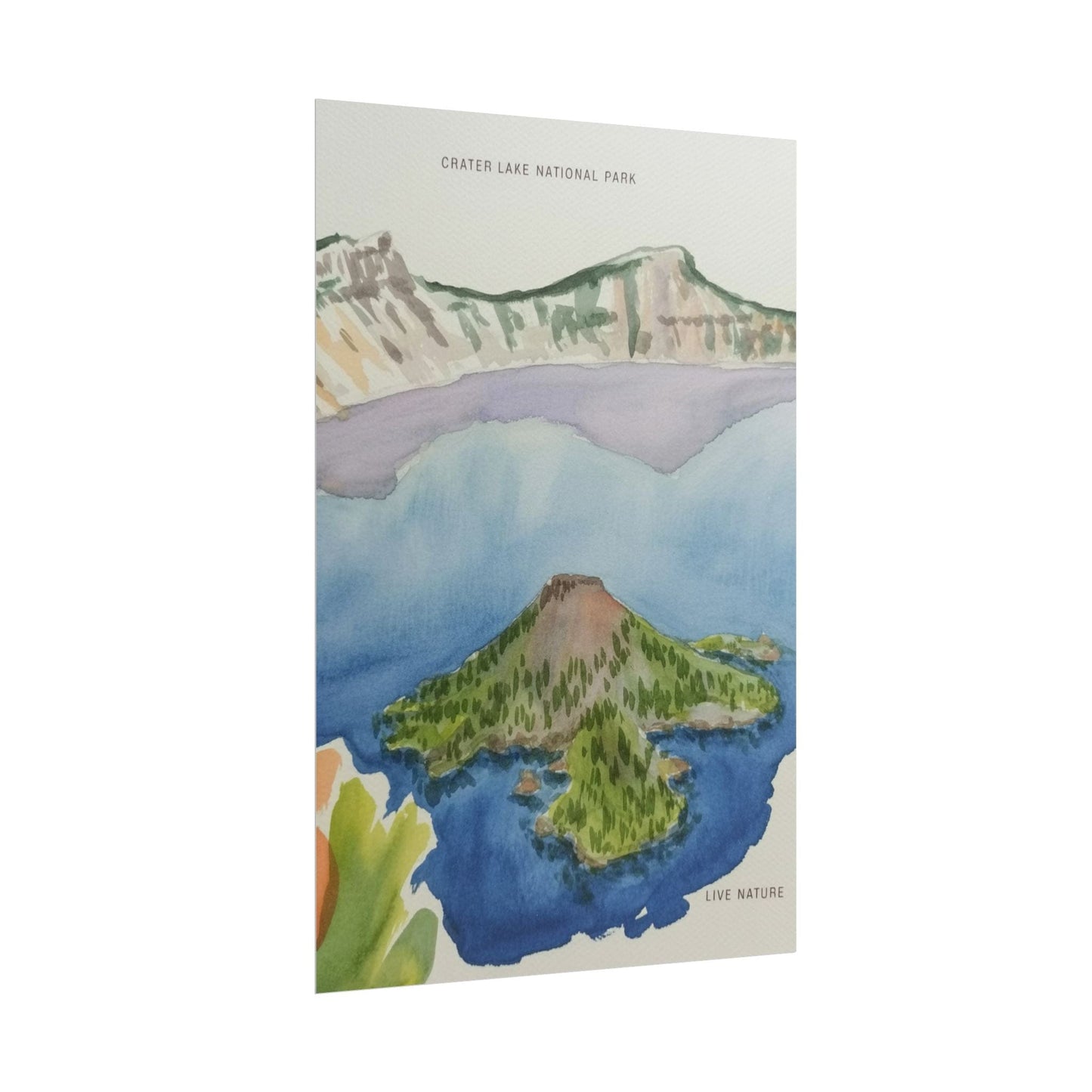 Crater Lake National Park Watercolor Art Print