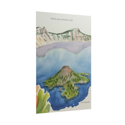 Crater Lake National Park Watercolor Art Print