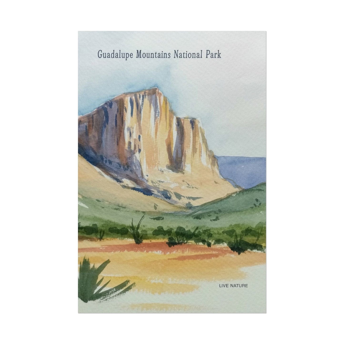 Guadalupe Mountains Watercolor Art Print Poster