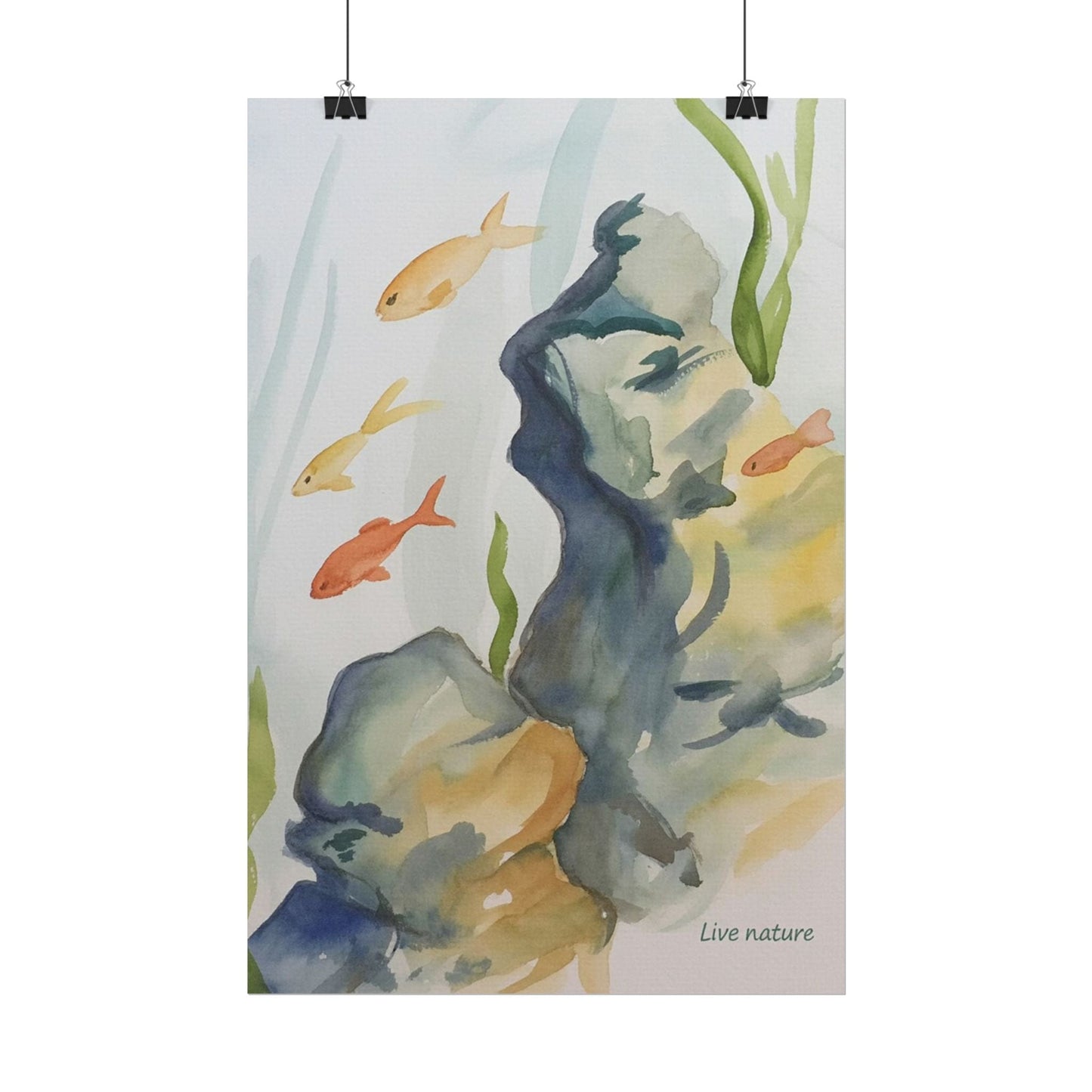 Underwater Reef Scene Watercolor Print 'Live Nature