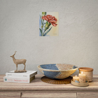Scarlet Carnation Watercolor Art Print 'Live Nature