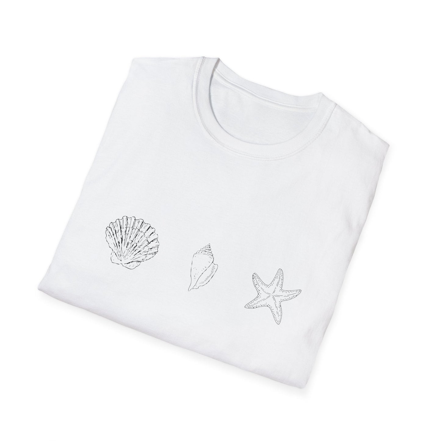 Unisex Softstyle T-Shirt - Sea Shells (Front Only) - Unisex Softstyle T-Shirt (Smart: Original on light)