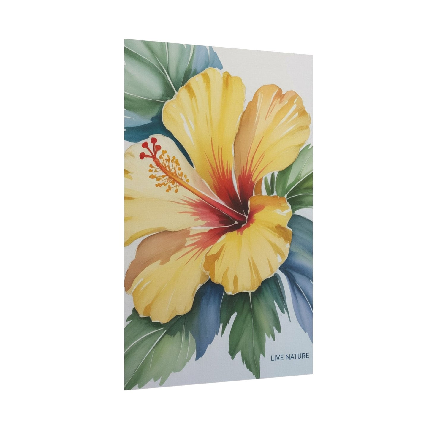 Yellow Hibiscus Watercolor Art Print - Live Nature