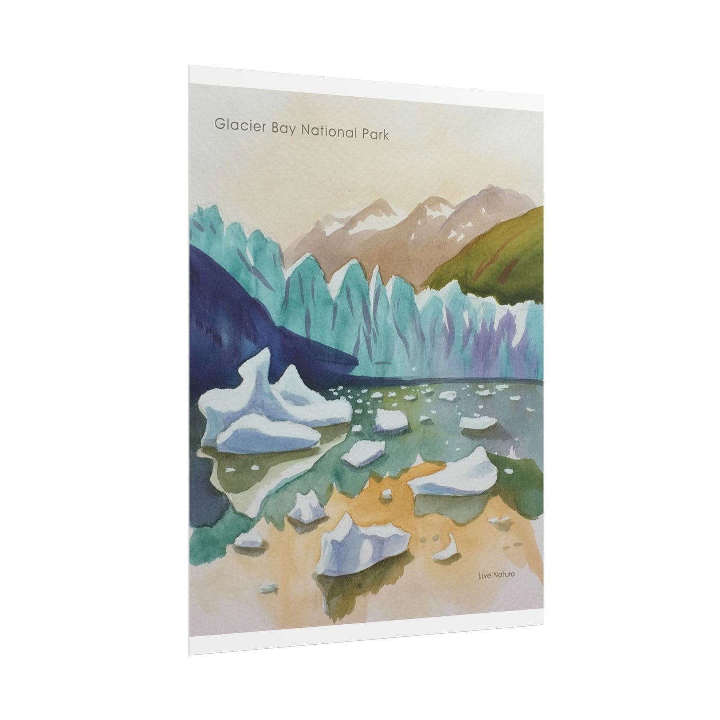 Glacier Bay National Park Watercolor Art Poster