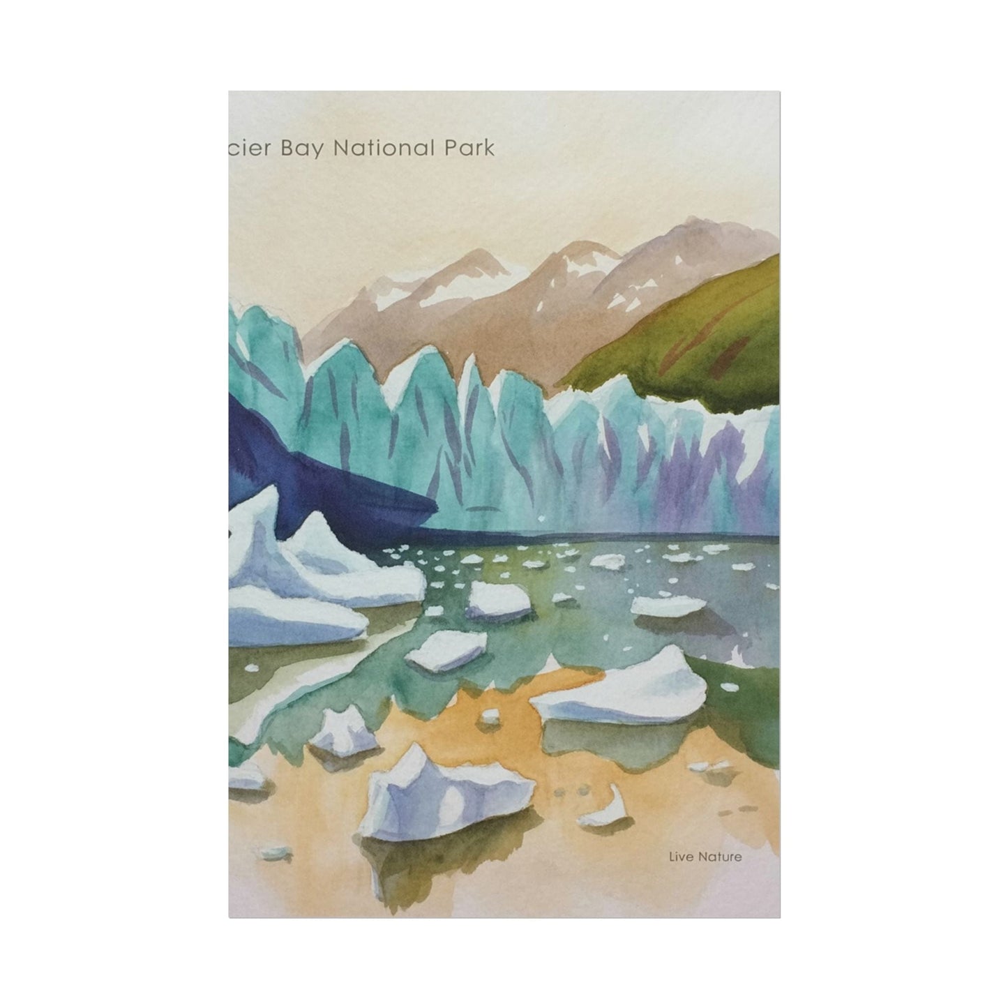 Glacier Bay National Park Watercolor Art Poster