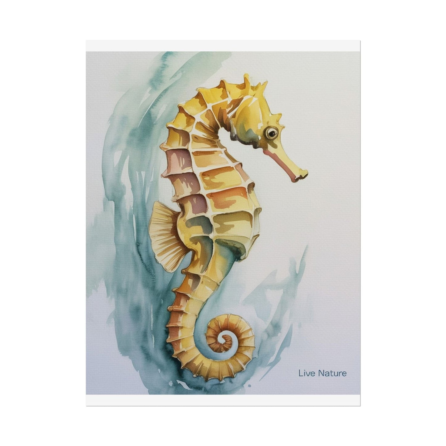 Seahorse Watercolor Art Print 'Live Nature' Design