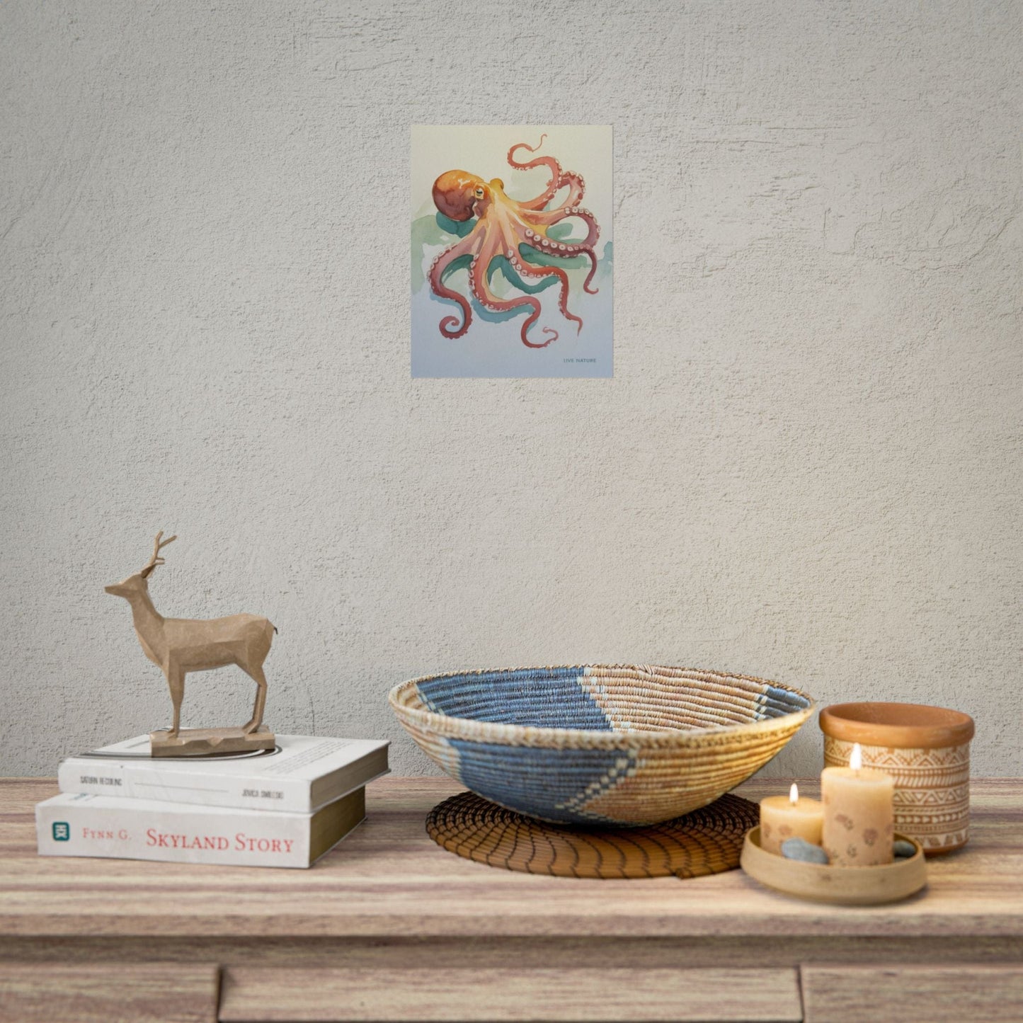 Watercolor Octopus Live Nature Art Print Poster