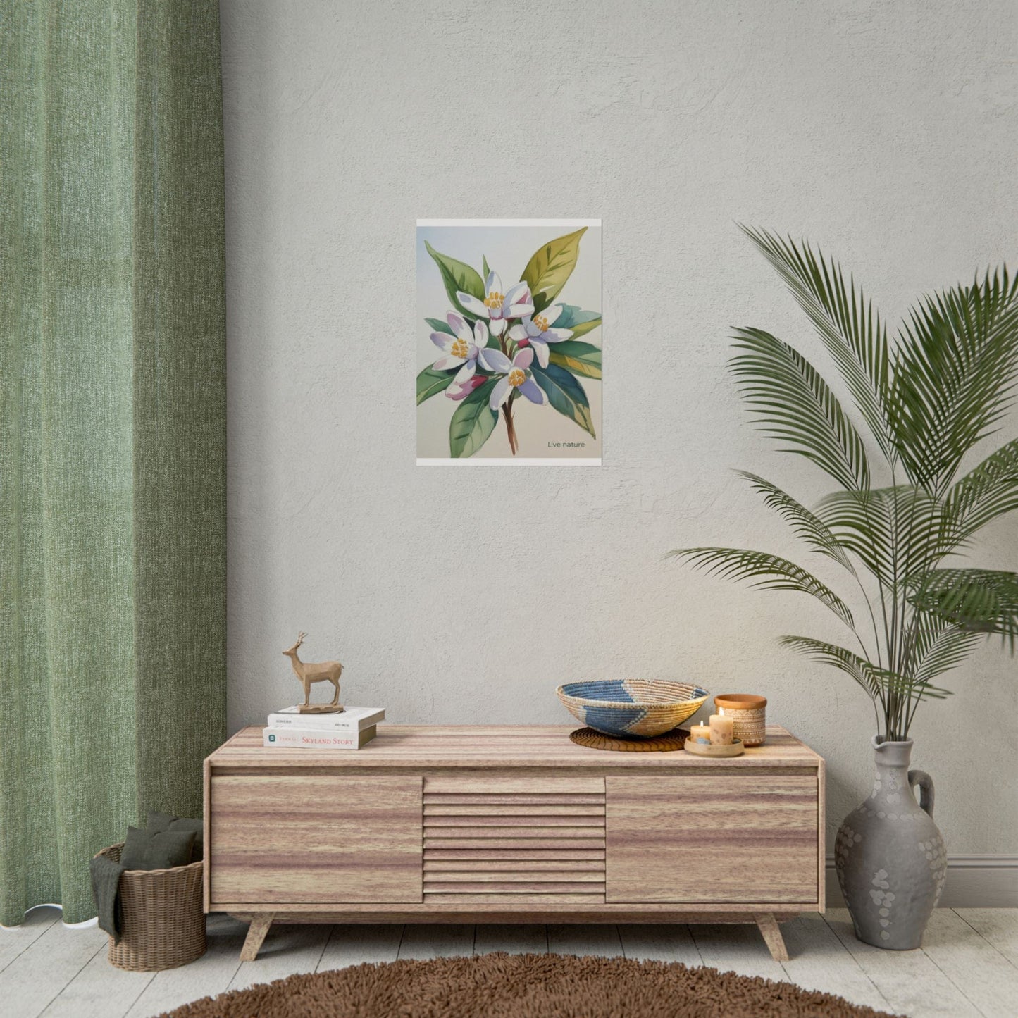 Orange Blossom Floral Watercolor Print 'Live Nature