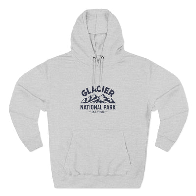 Glacier National Park Graphic Hoodie White Cotton Fleece
