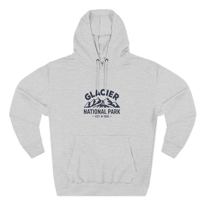 Glacier National Park Graphic Hoodie White Cotton Fleece