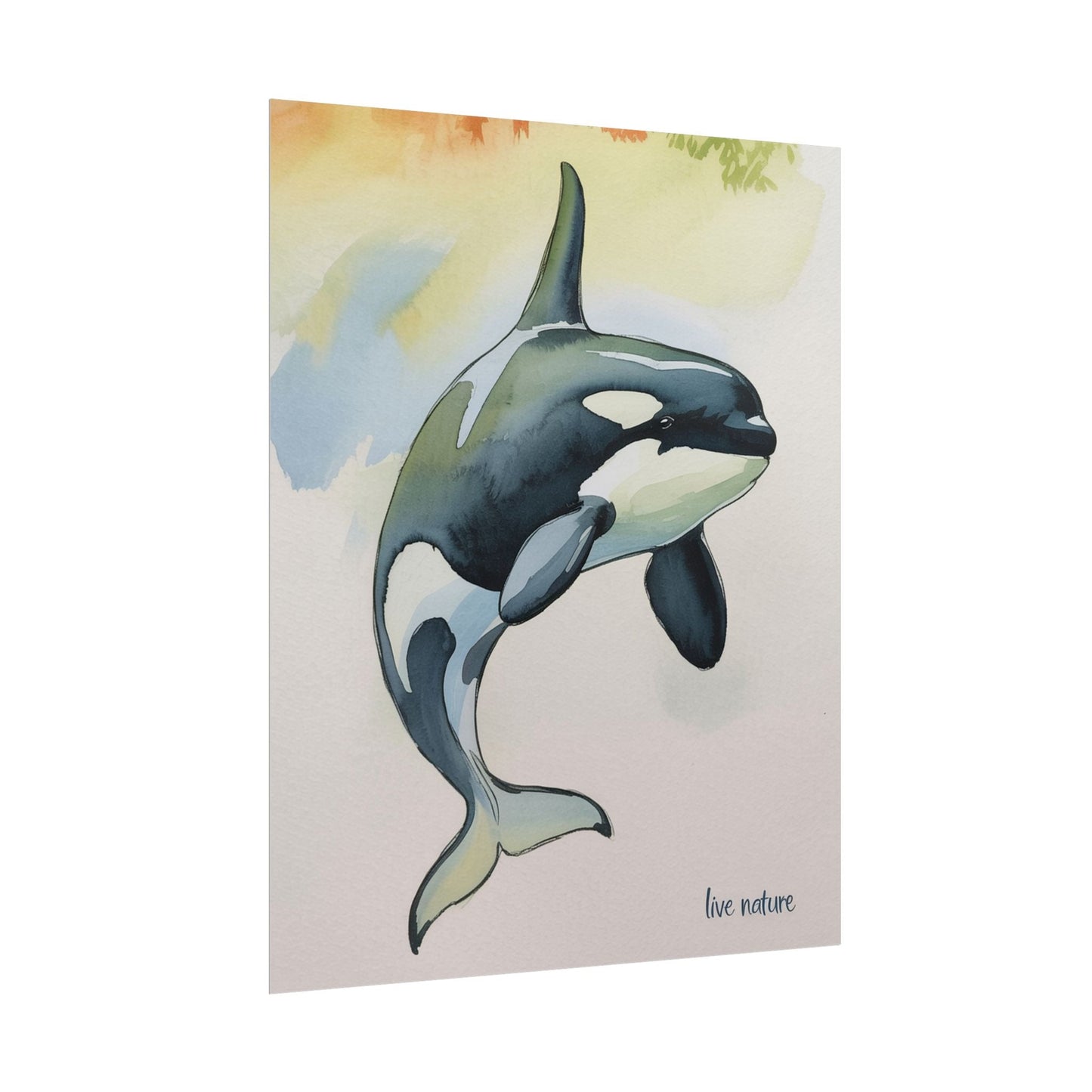 Orca Watercolor Art Print 'Live Nature' Matte Finish