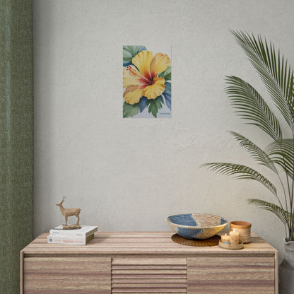 Yellow Hibiscus Watercolor Art Print - Live Nature