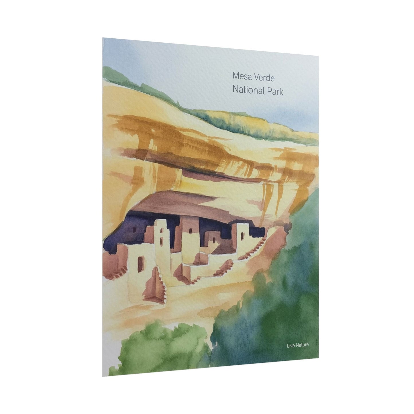 Mesa Verde National Park Cliff Dwellings Watercolor Poster