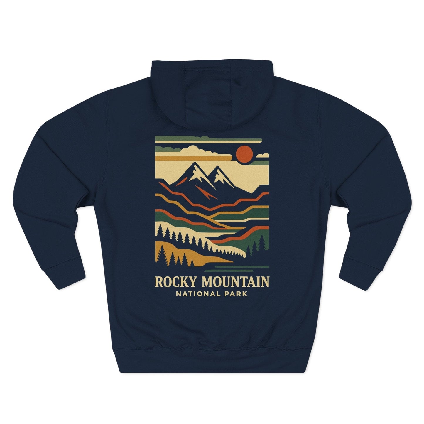 Three-Panel Fleece Hoodie - rocky mountain (Front+Back) - Three-Panel Fleece Hoodie
