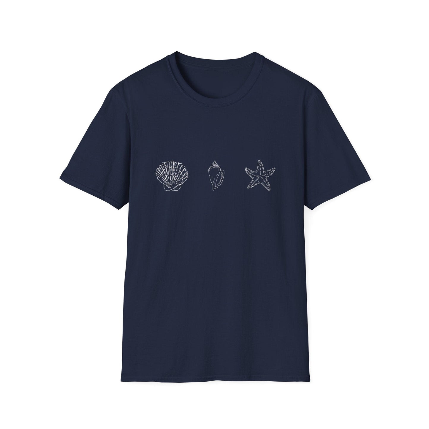 Unisex Softstyle T-Shirt - Sea Shells (Front Only) - Unisex Softstyle T-Shirt (Smart: Original on light)