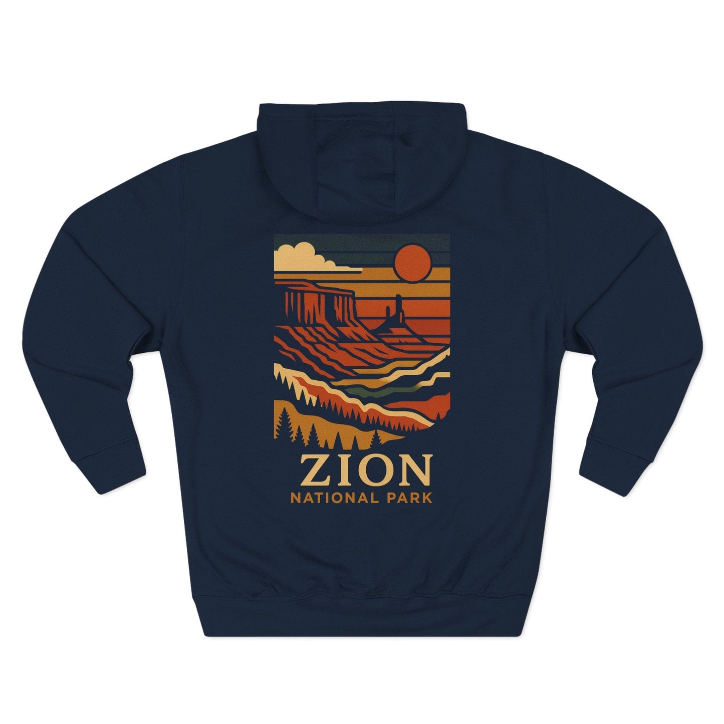Three-Panel Fleece Hoodie - zion national park (Front+Back) - Three-Panel Fleece Hoodie