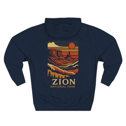 Three-Panel Fleece Hoodie - zion national park (Front+Back) - Three-Panel Fleece Hoodie