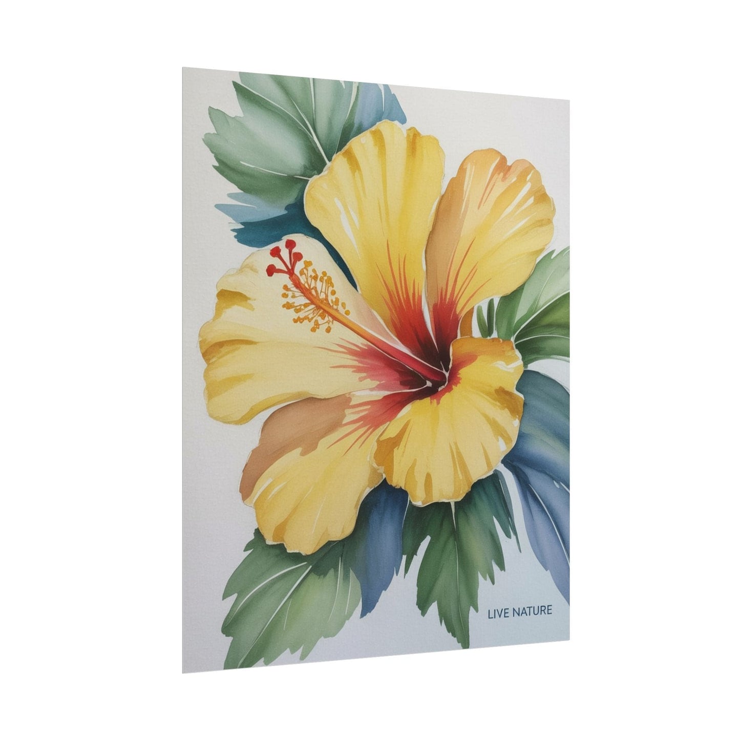Yellow Hibiscus Watercolor Art Print - Live Nature