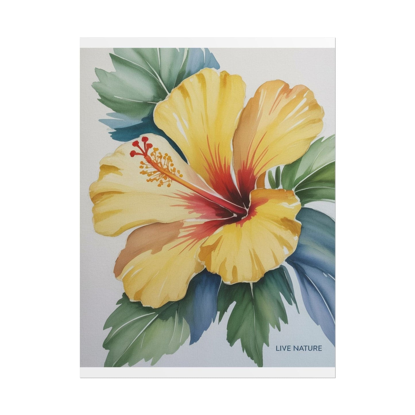 Yellow Hibiscus Watercolor Art Print - Live Nature