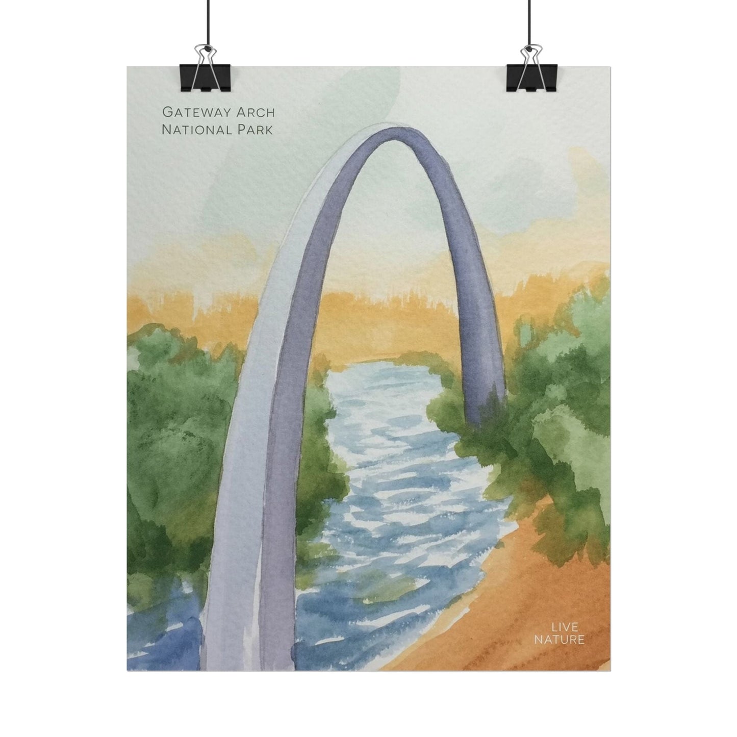 Gateway Arch National Park Watercolor Poster Print