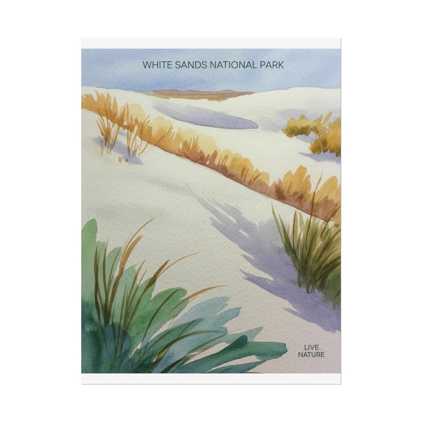 White Sands National Park Watercolor Art Print