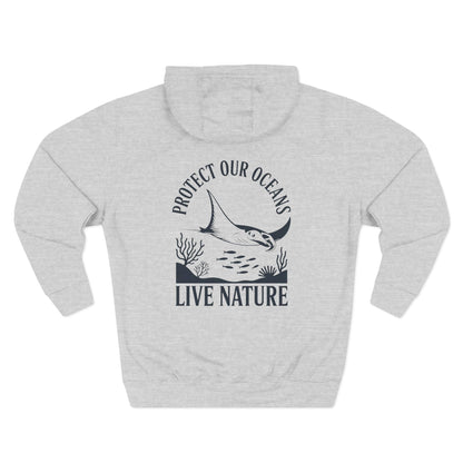 Three-Panel Fleece Hoodie - dolphin (Front+Back) - Three-Panel Fleece Hoodie (Smart: Original on light)