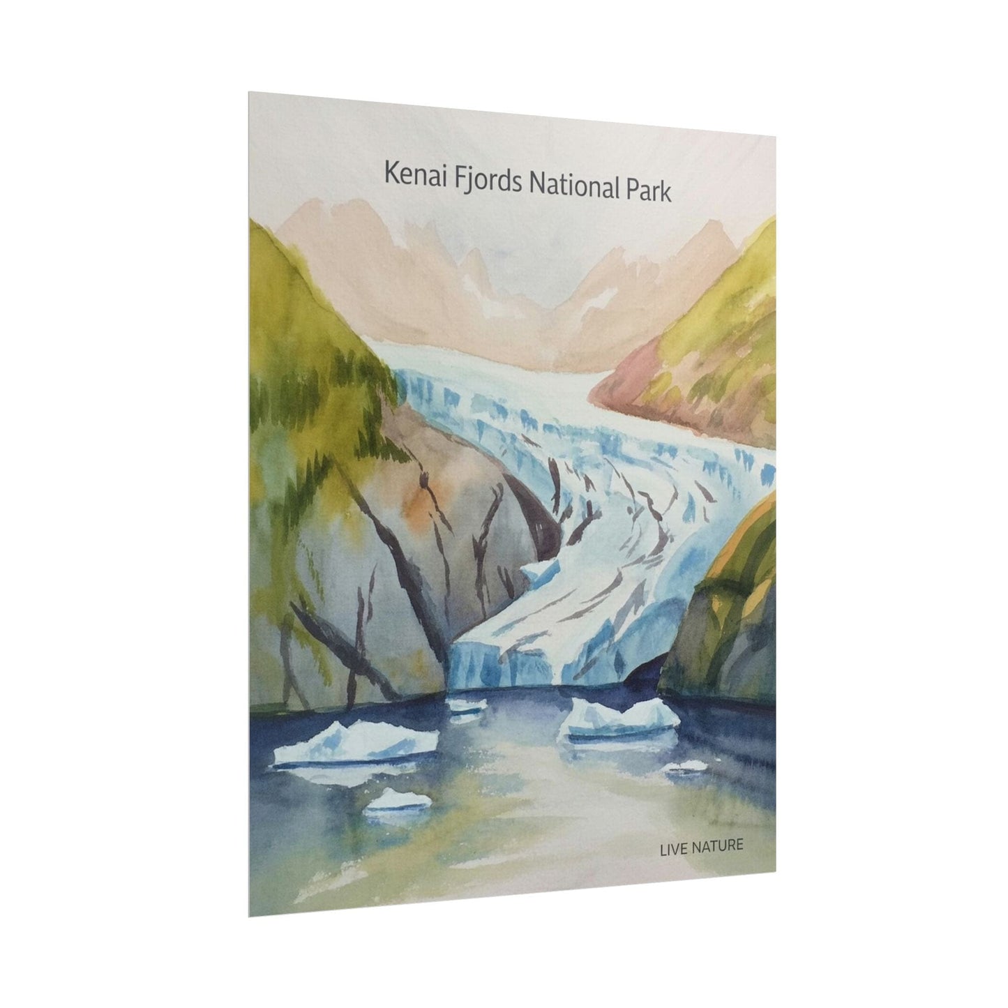 Kenai Fjords National Park Watercolor Poster Print