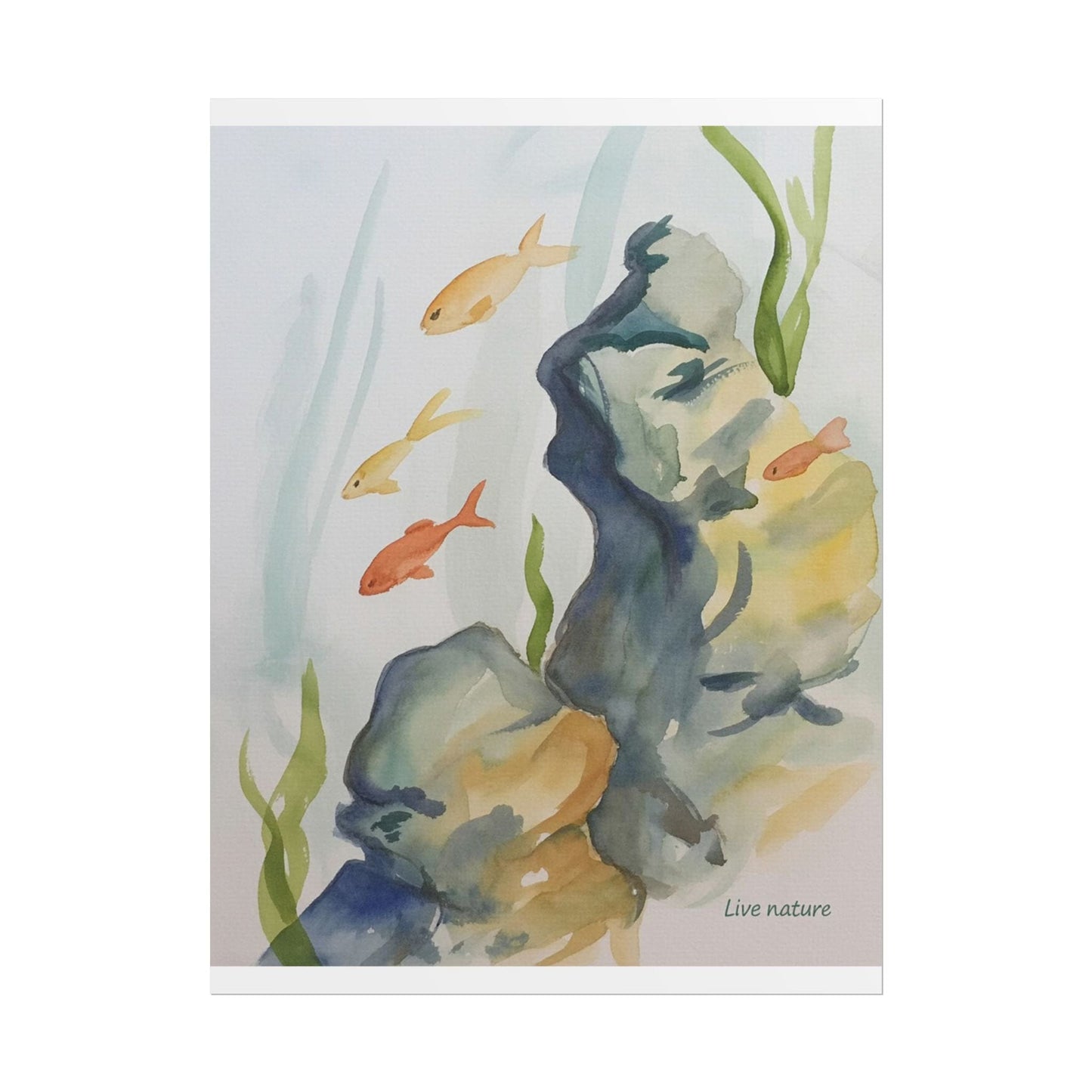 Underwater Reef Scene Watercolor Print 'Live Nature