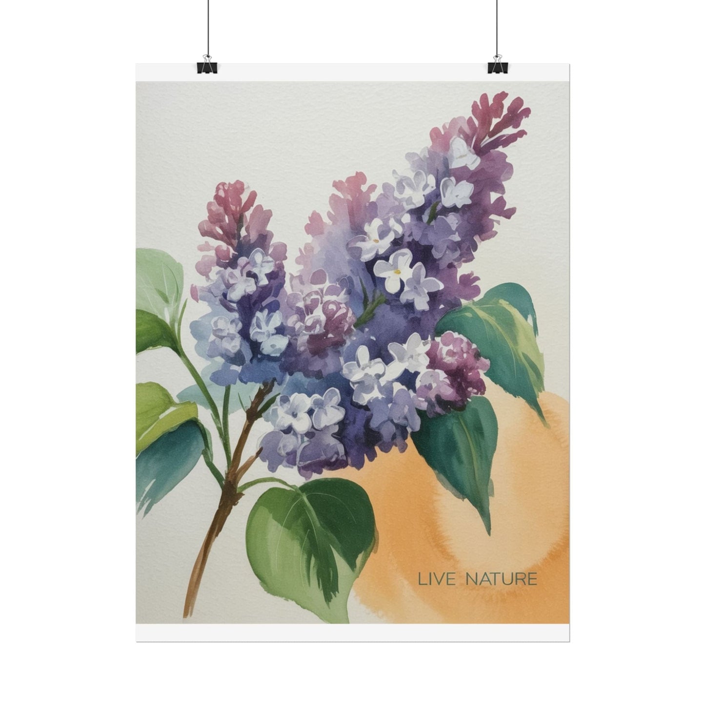 Lilac Blossom Watercolor Poster 'Live Nature' Design