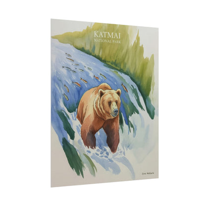Katmai National Park Bear Watercolor Art Print