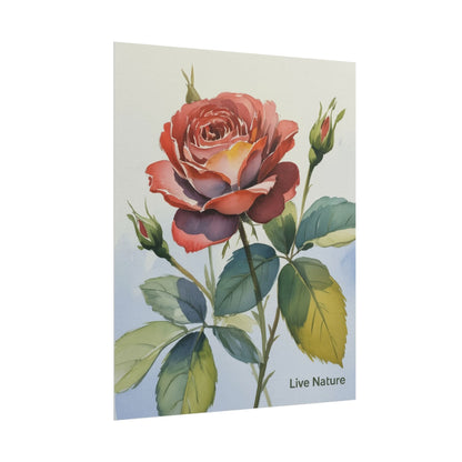 Live Nature Watercolor Rose Art Print Poster