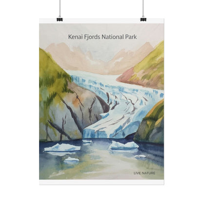 Kenai Fjords National Park Watercolor Poster Print