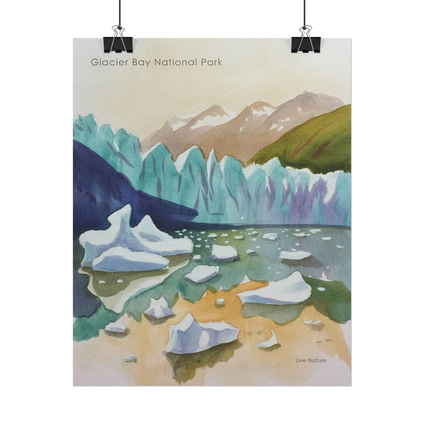 Glacier Bay National Park Watercolor Art Poster
