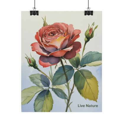 Live Nature Watercolor Rose Art Print Poster