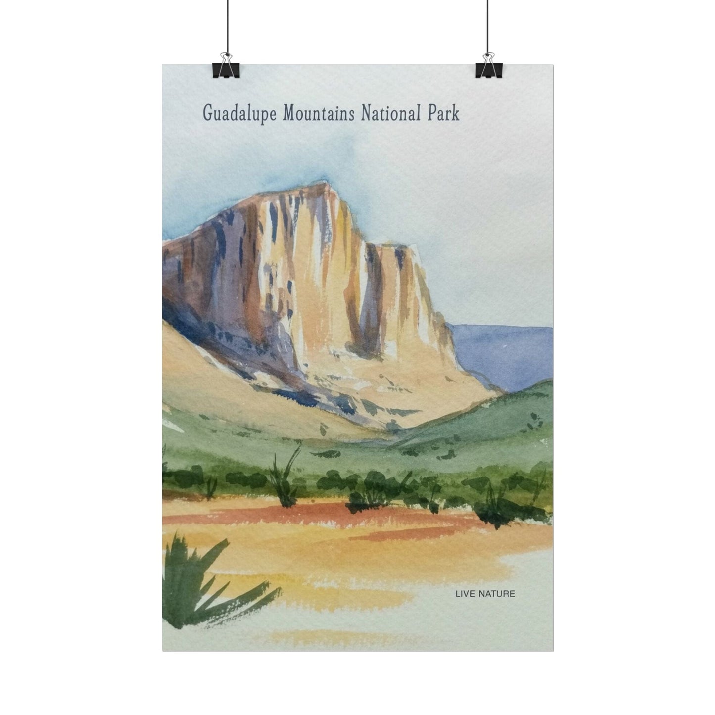 Guadalupe Mountains Watercolor Art Print Poster