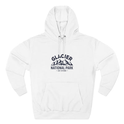 Glacier National Park Graphic Hoodie White Cotton Fleece