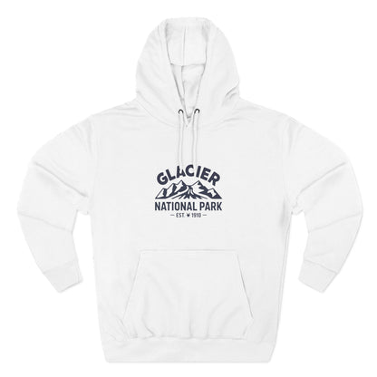 Glacier National Park Graphic Hoodie White Cotton Fleece