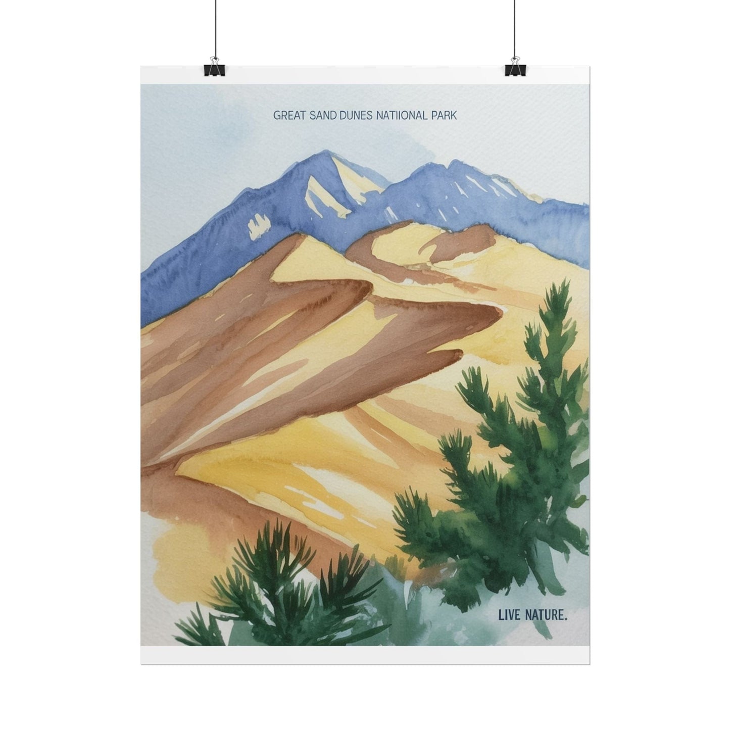 Great Sand Dunes National Park Watercolor Art Print