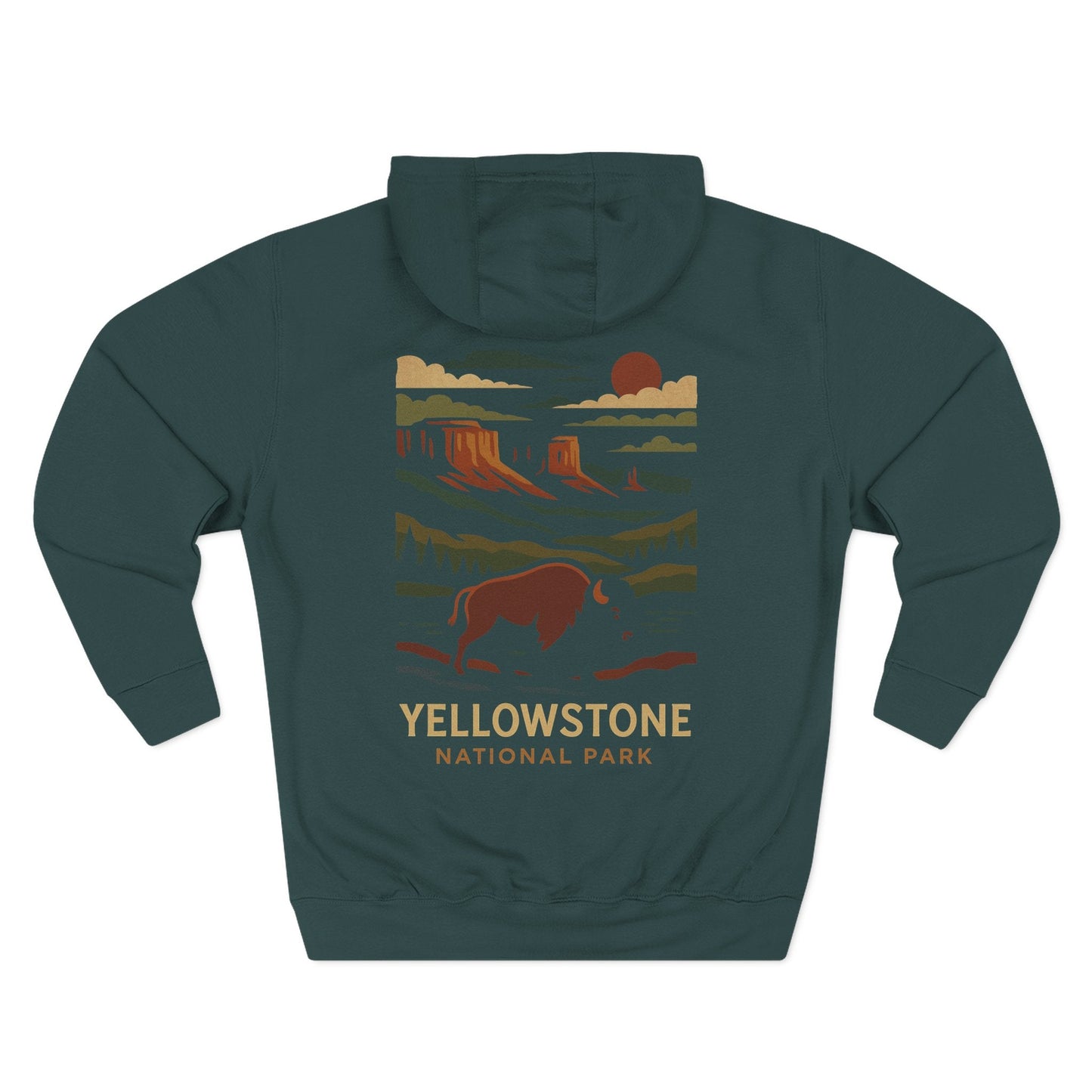 Three-Panel Fleece Hoodie - yellow stone antional; (Front+Back) - Three-Panel Fleece Hoodie