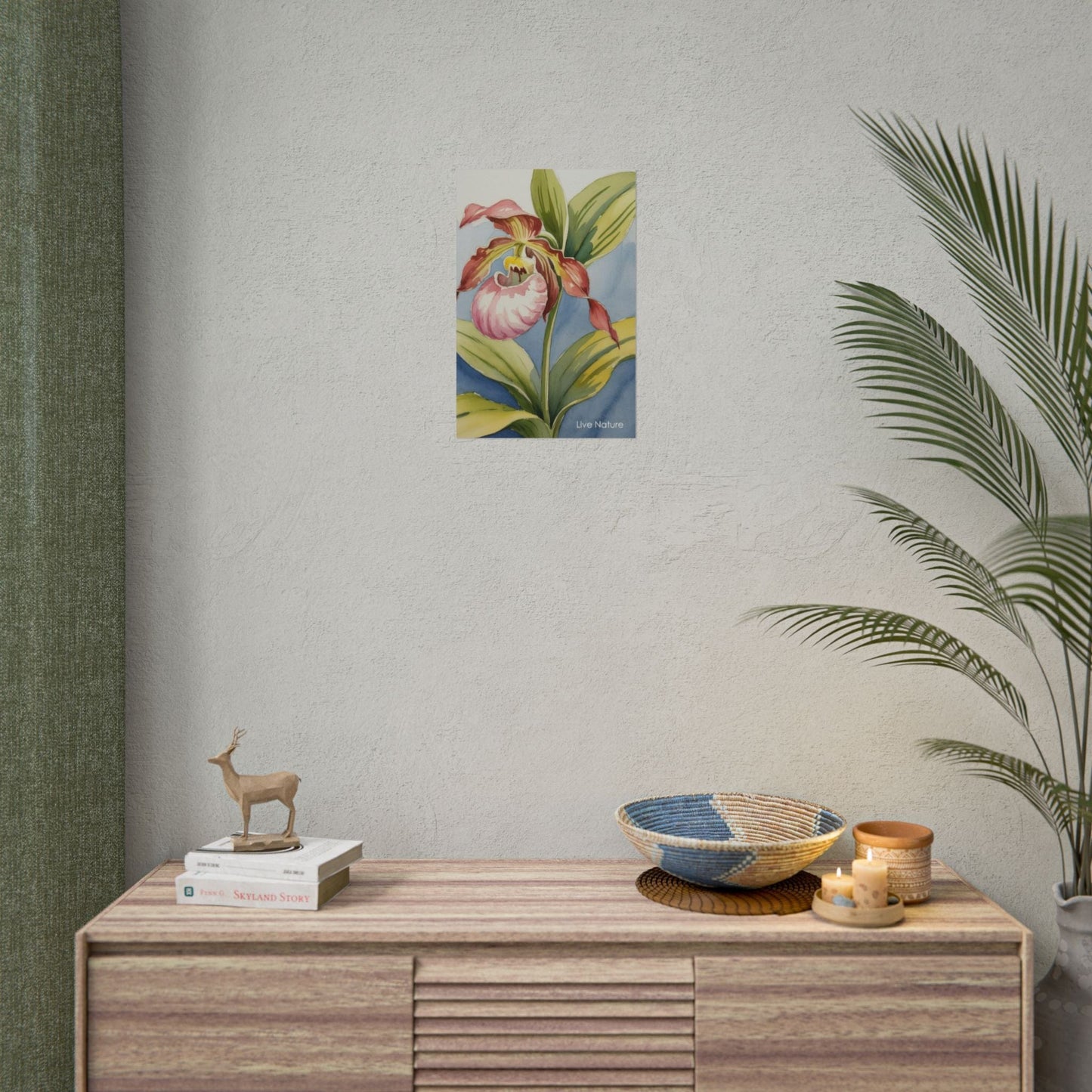 Pink Lady Slipper Orchid Watercolor Print Minnesota