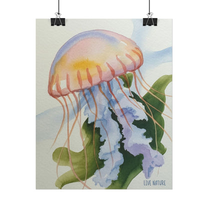 Jellyfish Watercolor Art Print 'Live Nature' Design