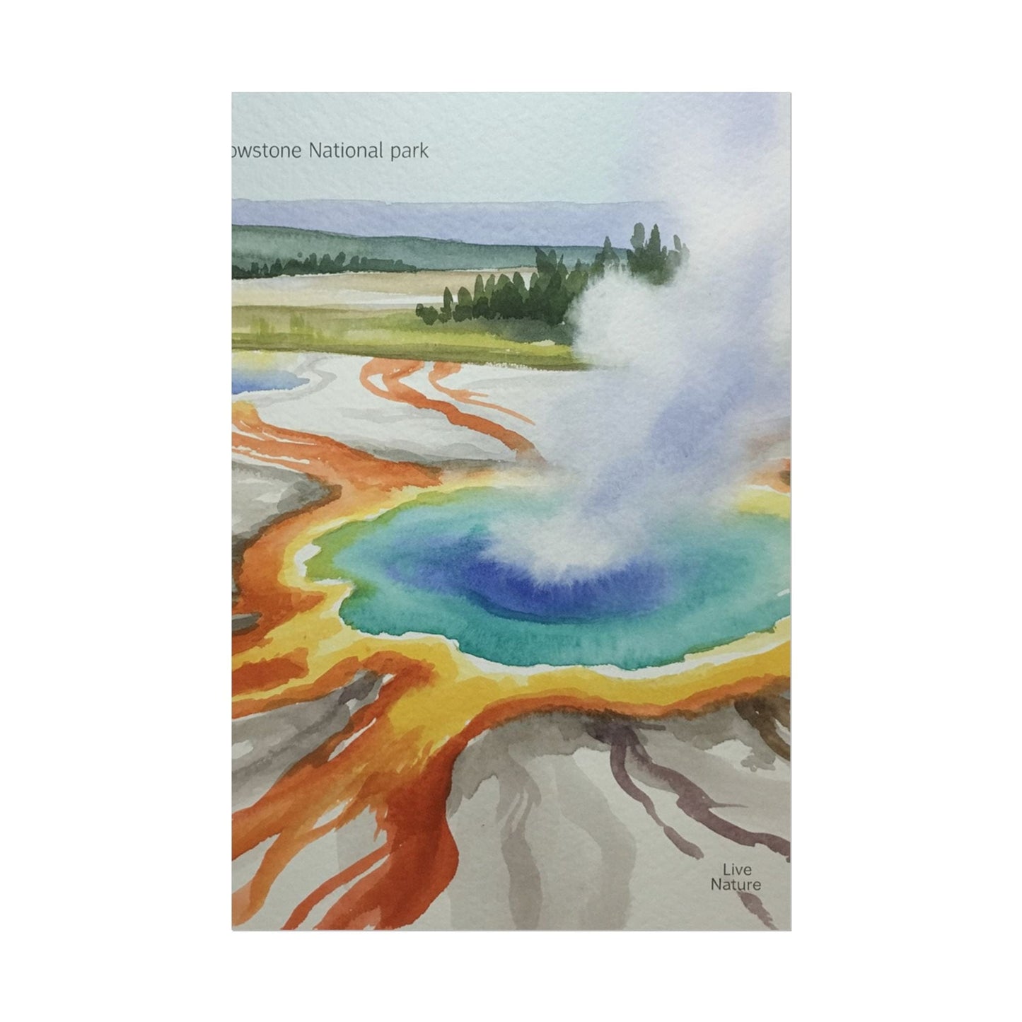 Yellowstone Grand Prismatic Spring Watercolor Poster