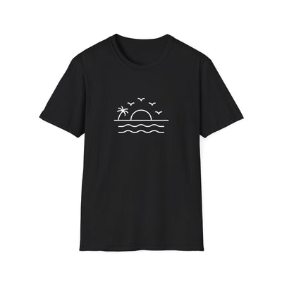 Unisex Softstyle T-Shirt - a-minimalist-line-art-design-of-a-sunset_B9LWPh1YTyuVDYFMKv29bA_oU-NM7WSQjKeT6U6zWky4w (Front Only) - Unisex Softstyle T-Shirt (Smart: Original on light)