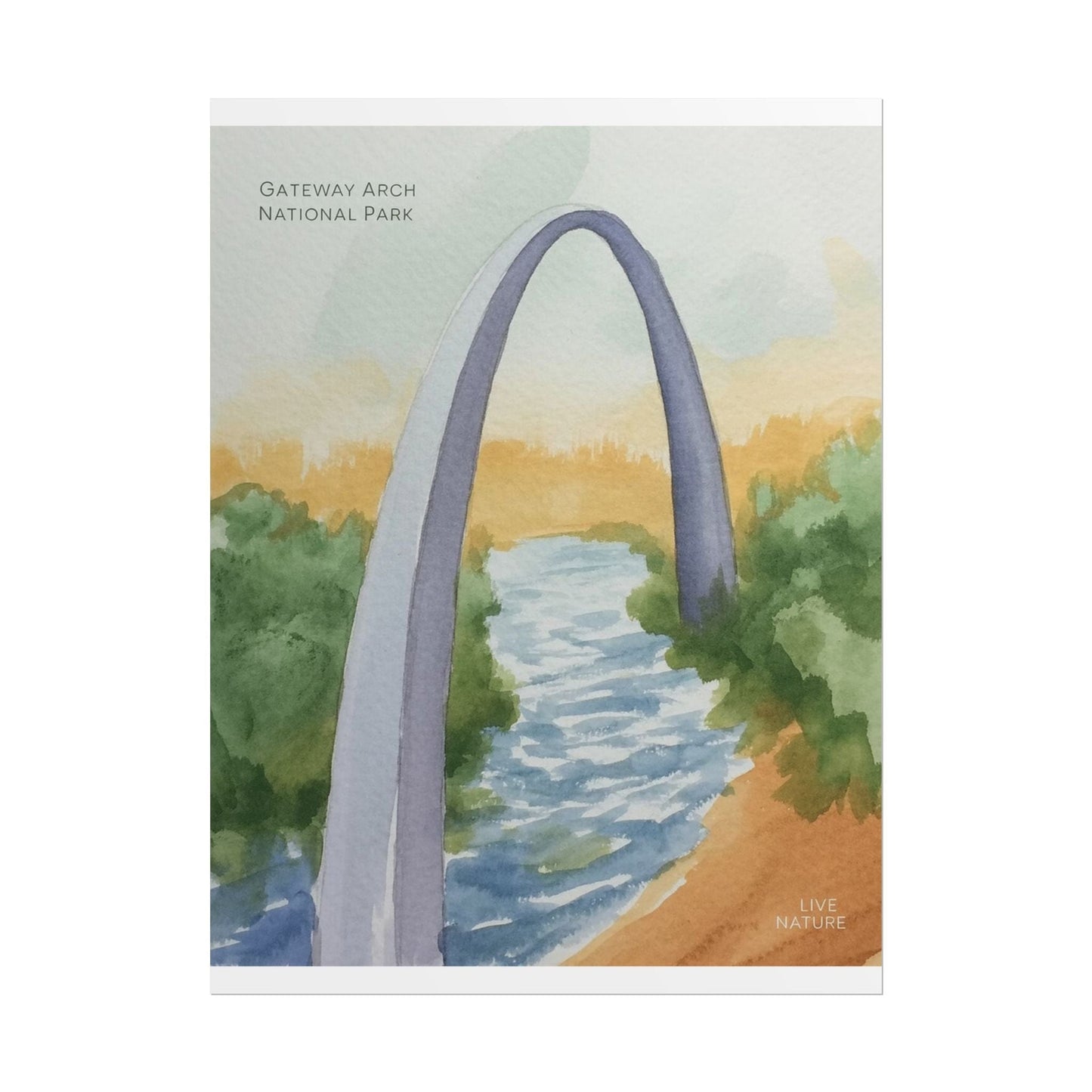 Gateway Arch National Park Watercolor Poster Print