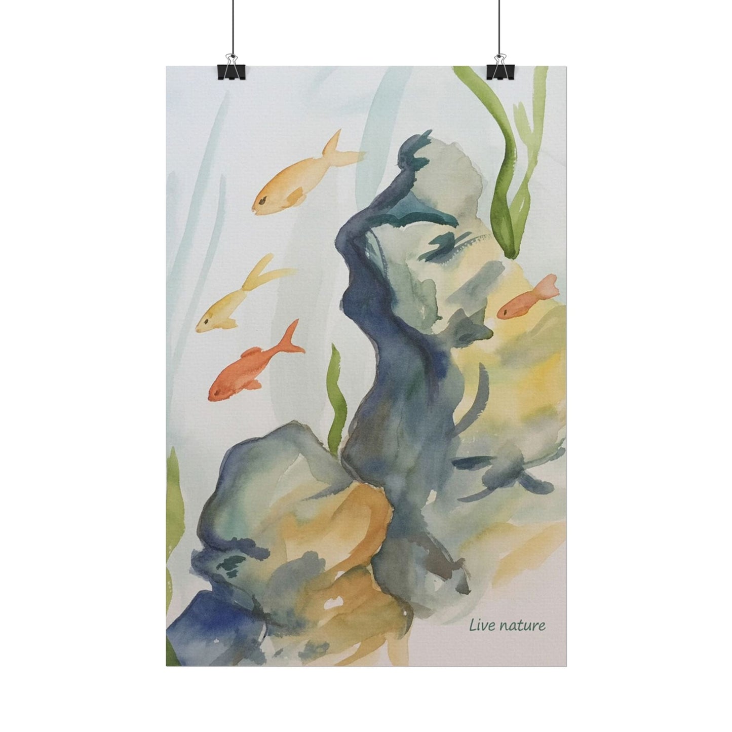 Underwater Reef Scene Watercolor Print 'Live Nature