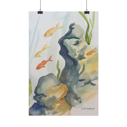 Underwater Reef Scene Watercolor Print 'Live Nature