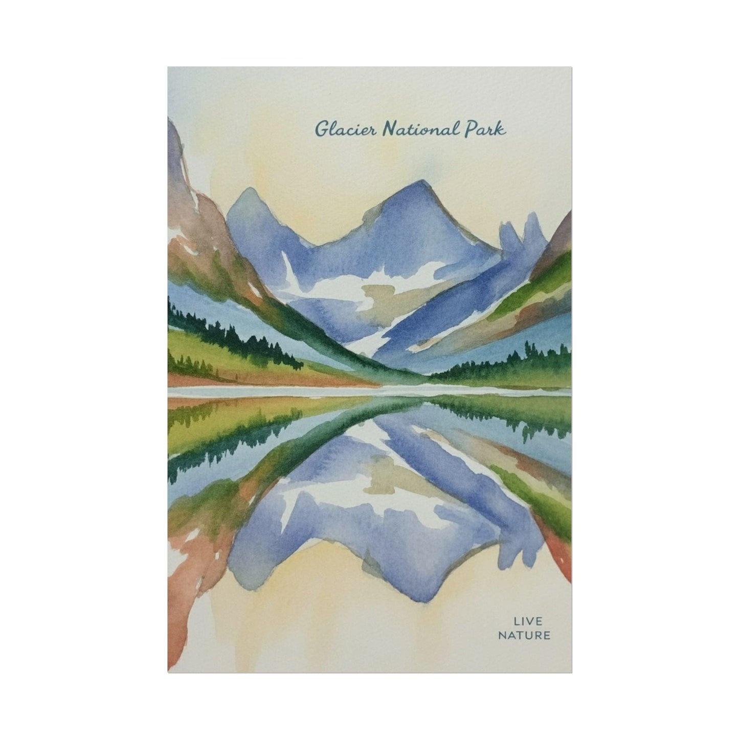 Glacier National Park Watercolor Reflection Poster