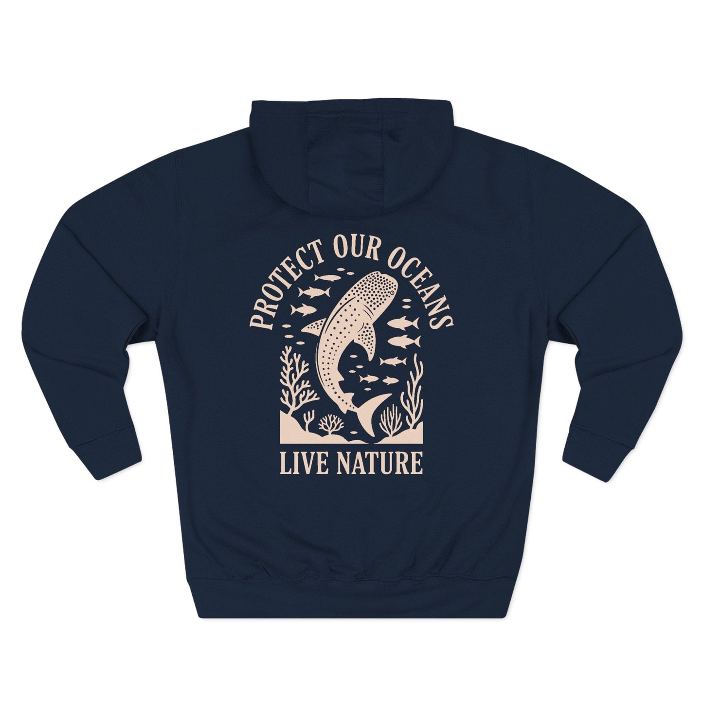 Three-Panel Fleece Hoodie - a-bold-graphic-design-of-a-whale-shark-s_8FE8-TJCTXezdGBxla-xRA_yt66oF3KT1uRtov5GmQM-A (Front+Back) - Three-Panel Fleece Hoodie (Smart: Original on light)